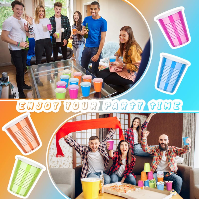 KesaPlan 100PCS 18 oz Colorful Plastic Cups in Orange, Hot Pink, Blue, and Green, Disposable Drinking Rainbow Cups Bulk for Easter Fiesta Cinco De Mayo Wedding Birthday Party Supplies - Image 3